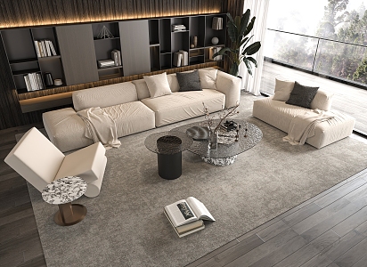 Sofa Coffee Table Combination Sofa Coffee Table Multi-person Sofa Living Room 3d model