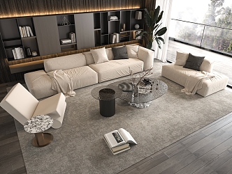 Sofa Coffee Table Combination Sofa Coffee Table Multi-person Sofa Living Room 3d model