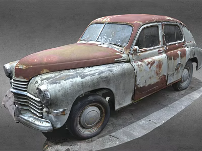 Vintage Rusty Old Car With Weathered Exterior And Classic Body Design 3d model