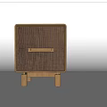 Brown Wooden Bedside Table With Two Drawers And Short Legs Design