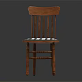Wooden Leisure Chair with Slatted Back Gray Padded Seat and Decorative Carved Legs