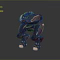 Futuristic Mechanical Creature Robot With Black And Gold Armor And Red Eyes