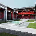 Chinese style building large courtyard door 3d model