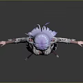 3D Game Movie Character With Purple Hair White Top And Black Short Skirt