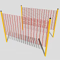 Red Mesh Fence With Yellow Posts For Safety And Security Applications