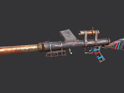 Vintage Custom Weapon With Copper Barrel Metal Parts And Sight Grip 3d model