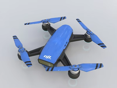 Smart Machine Blue Drone With Four Propellers And Sleek Modern Design 3d model