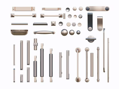 Various Modern Door Handles In Different Styles And Finishes For Home Interior Design 3d model