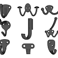 Assorted Metal Decorative Hooks with Different Shapes for Home Wall Hanging 3d model