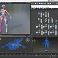 Stylish Game Movie Character With Pink Blue Hair And Decorative Outfit