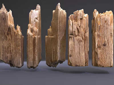 Natural Stone Wood Pieces With Rough Texture For Decorative Use 3d model