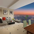 Elegant Office Workspace With Computers Workstations Large Windows And City Sunset View