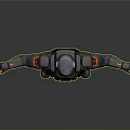 Futuristic Warrior in Black and Red Armor With Helmet And Outstretched Arms 3D Character