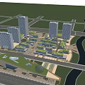 Modern Bird's Eye View Urban Planning Featuring High Rise Buildings Commercial District And Green Spaces