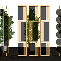 Light Luxury Partition Metal Lattice Glass Partition Screen 3d model