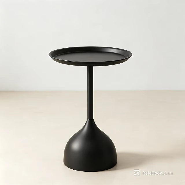 Matte Black Minimalist Round Tray Top Side Coffee Table For Modern Living Room Home Decor 3d model 