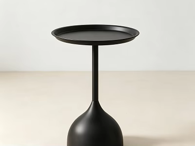 Matte Black Minimalist Round Tray Top Side Coffee Table For Modern Living Room Home Decor 3d model