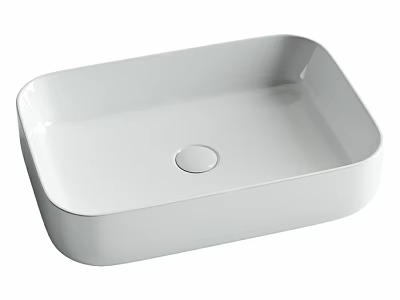 White Square Modern Ceramic Washbasin With Smooth Surface And Central Drain Hole For Bathroom 3d model