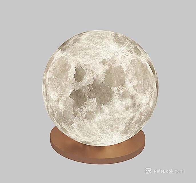 Modern Spherical Floor Lamp With Moon Surface Texture And Copper Base 3d model 