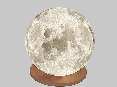 Modern Spherical Floor Lamp With Moon Surface Texture And Copper Base 3d model