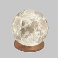 Modern Spherical Floor Lamp With Moon Surface Texture And Copper Base 3d model