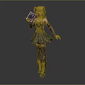 Anime Style Female Character In Creature Inspired Gothic Dress With Lace Stockings Holding Leather Book