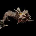 Mythical Monster Character Design With Spiked Head Sharp Teeth Yellow Eyes And Clawed Limbs 3d model