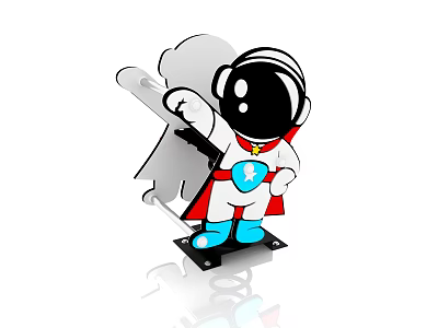 Fun Astronaut Themed Playground Equipment With Red Cape Blue Boots And Chest Emblem 3d model