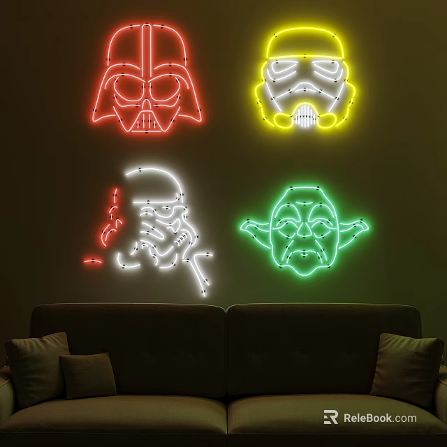 Colorful Neon Character Shaped Decorative Lights For Living Room Wall Decor 3d model 