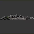 Natural Stone And Wood Fragments With Green Foliage In Stacked Textured Design