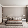 Cream wind bedroom master bedroom second bedroom wardrobe double bed bedside table small chandelier curtain 3d model