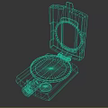 Military Weapon Equipment Green Open Compass With Dial And Button Features 3d model