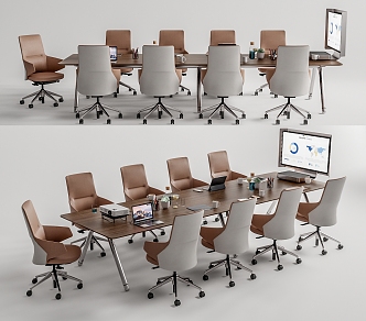 Modern Conference Table and Chair 3d model