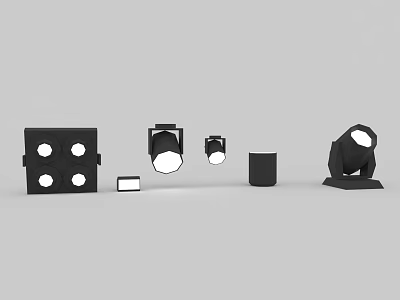 Black Stage Lighting Equipment With Spotlights Floodlights And Various Designs 3d model