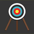 Colorful Archery Target with Concentric Rings on Wooden Tripod Stand for Training