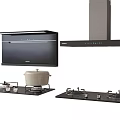 Essential Modern Kitchen Appliances Including Range Hood Gas Stove and Pot for Daily Cooking