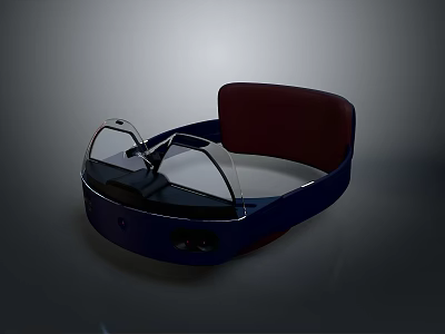 Modern Blue Wearable Head Accessory With Red Headband And Transparent Lens Frame 3d model