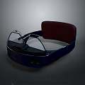 Modern Blue Wearable Head Accessory With Red Headband And Transparent Lens Frame