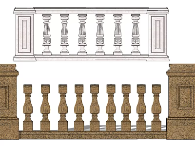 Classical Fence Design With Decorative Columns And Architectural Railings 3d model