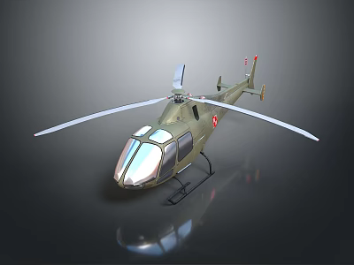 Military Green Helicopter 3D Model with Rotor System and Cockpit for Aerospace Research 3d model