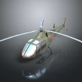 Military Green Helicopter 3D Model with Rotor System and Cockpit for Aerospace Research