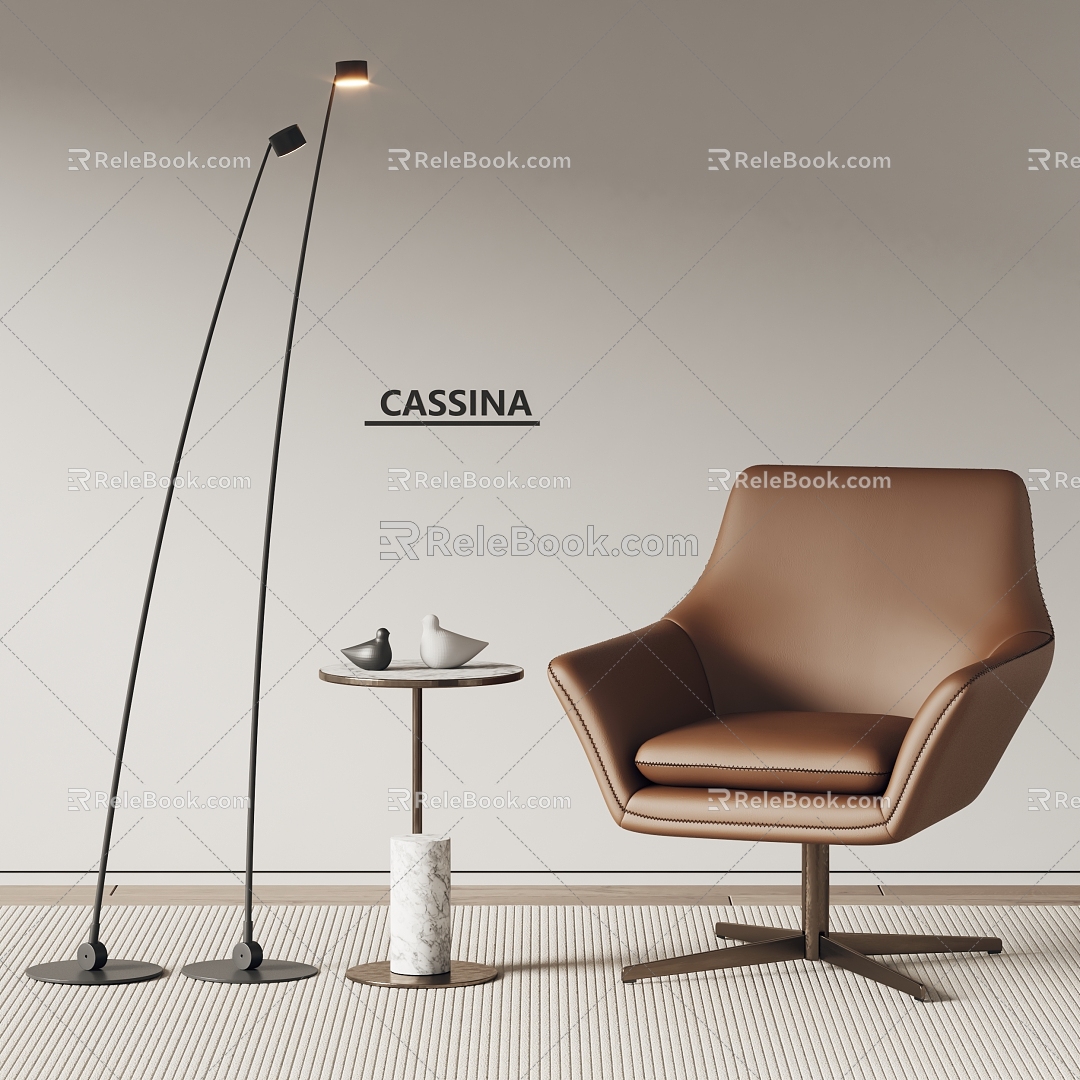 cassina leisure chair floor lamp side table 3d model