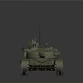 Military Vehicle Tank With Green Camouflage Turret Cannon Tracks And Antenna