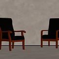 Black Leather Office Chair With Wooden Armrests And Sleek Design For Modern Workspace