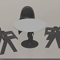Modern Simple Dining Table Set With White Round Tabletop And Three Black Chairs 3d model