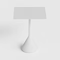 White Modern Bar Counter With Sleek Square Top And Unique Conical Base 3d model