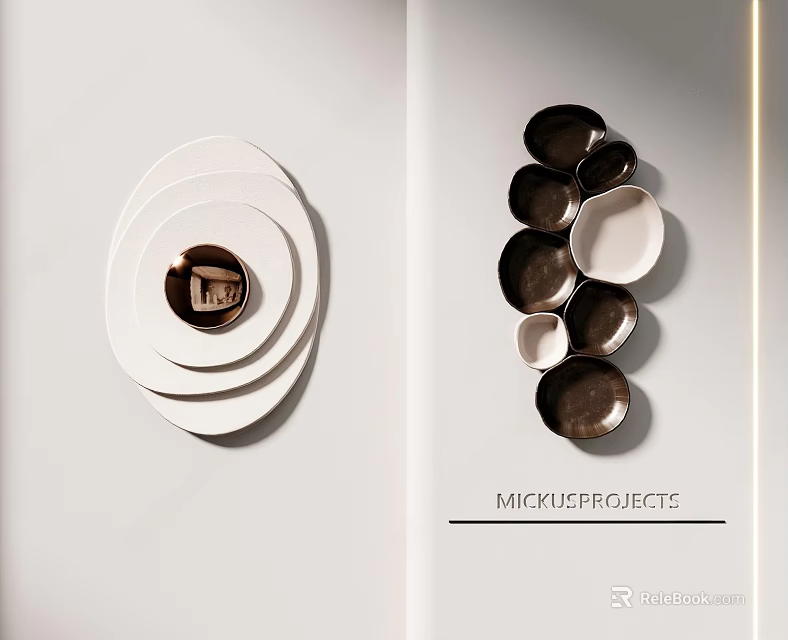 Modern Wall Decor With Circular Layers And Dish Shapes 3d model 