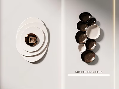 Modern Wall Decor With Circular Layers And Dish Shapes 3d model
