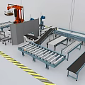 Modern Industrial Equipment With Robotic Arm And Conveyor Belt Production Line