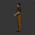 Men's Orange Coveralls With Dark Purple Top Multiple Pockets Workwear Design